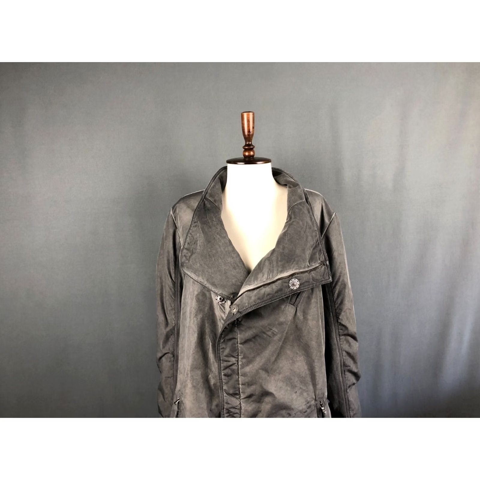 Vintage TR-900 Transit Par Such Full Zip Asymmetric Trench Coat Polyester Gray Women Size ONE SIZE - 6 Thumbnail