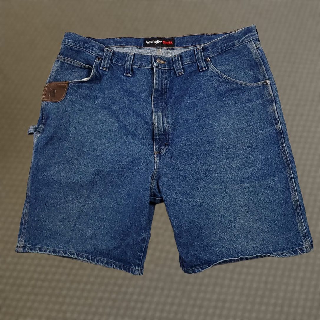 Wrangler VINTAGE Wrangler Riggs Workwear Carpenter Jean Shorts Mens 44 Grunge Denim Linen Blue 10 in Inseam Pants Mens Size US 44 / EU 60 - 1 Thumbnail