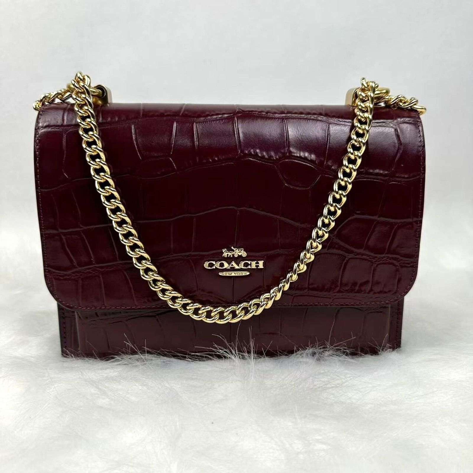 Coach Klare Crossbody Bag Crocodile-Embossed Leather/merlot in Red, Women's