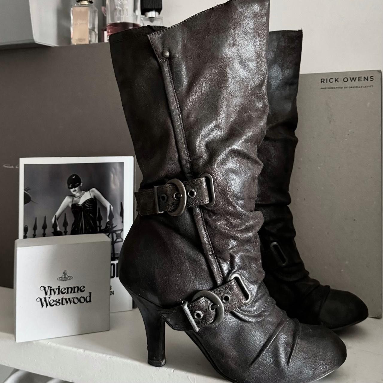 Vintage Avant- Garde style boots with many belts and draped Size US 8 / IT 38 - 3 Thumbnail