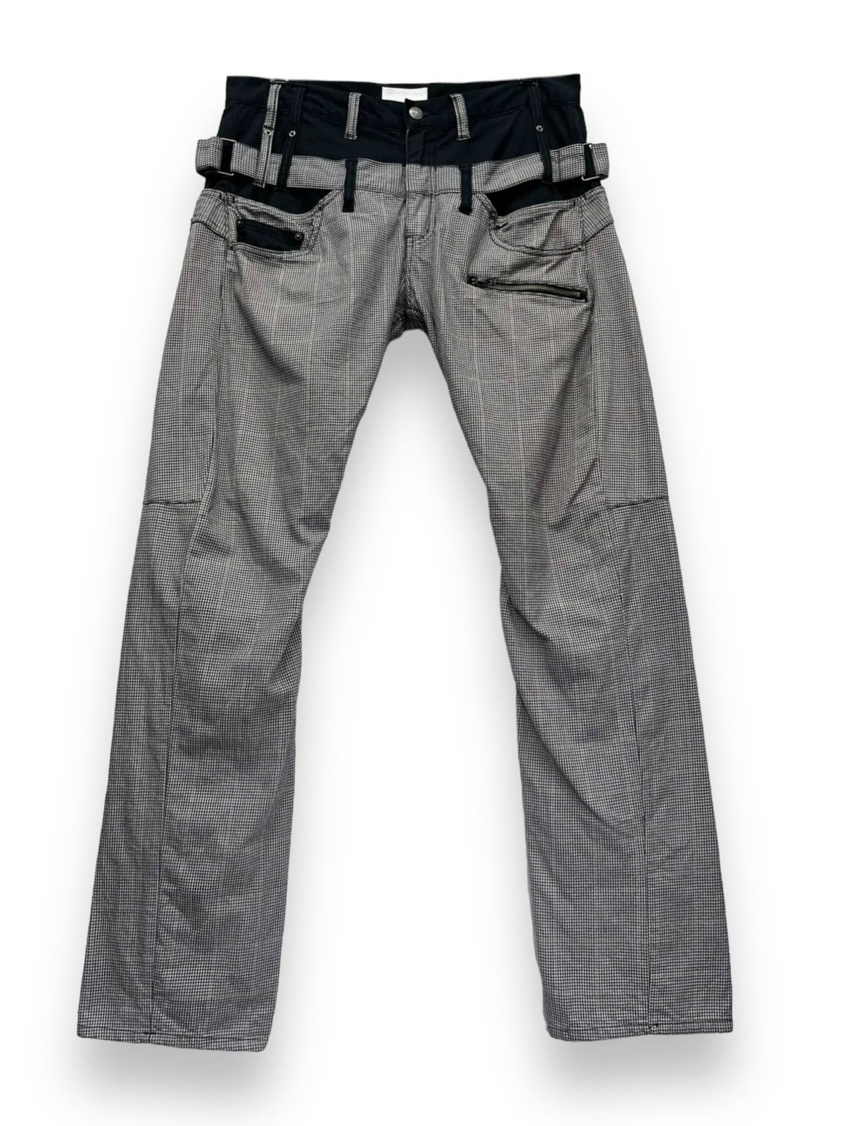Roots 🔥ROOTTHREE Punk 2 Tone Double Waist Houndstooth Check Pants Size US 32 / EU 48 - 4 Thumbnail