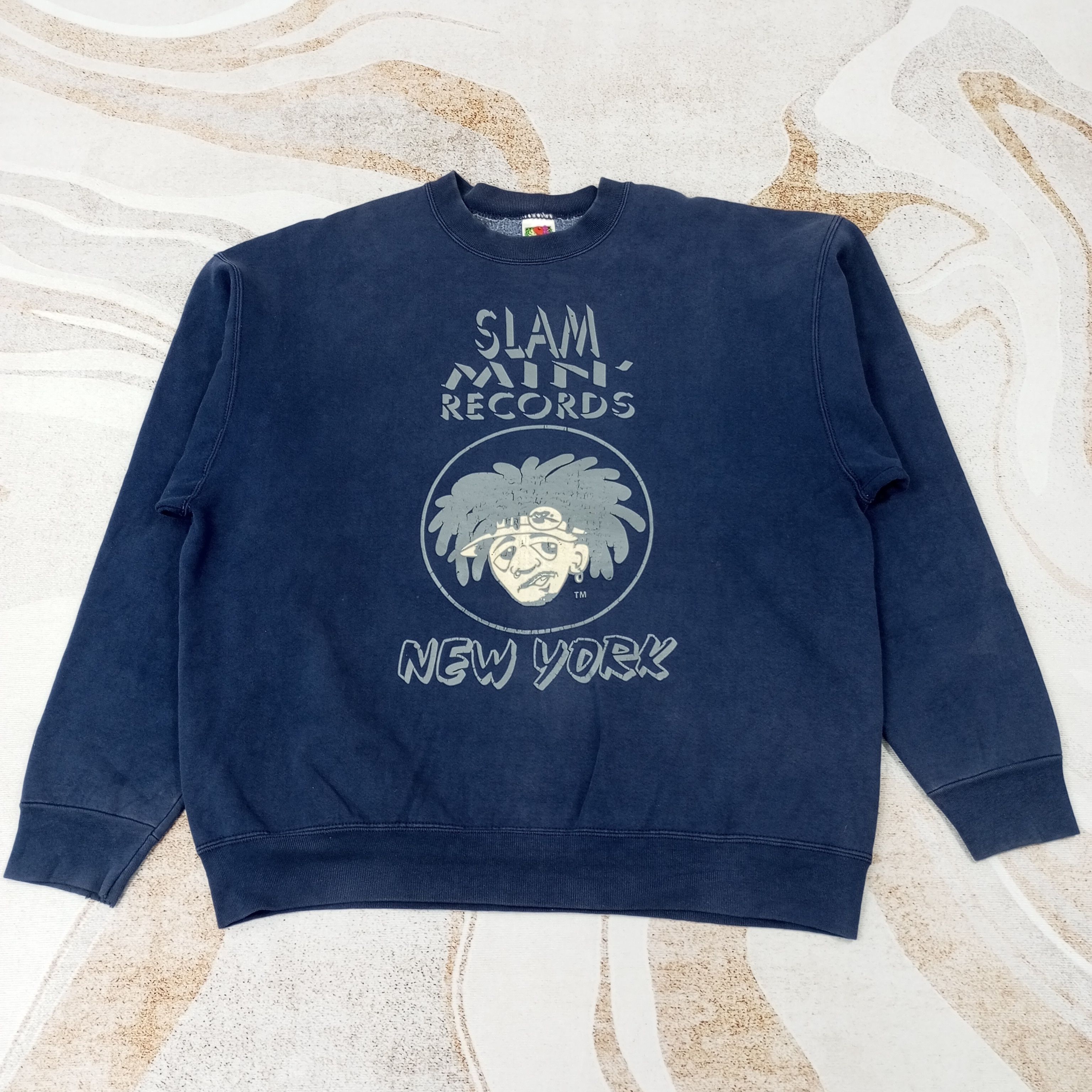 Fruit Of The Loom × Vintage Slam Min Record New York Sweatshirt c221n22 Size US XL / EU 56 / 4 - 1 Thumbnail