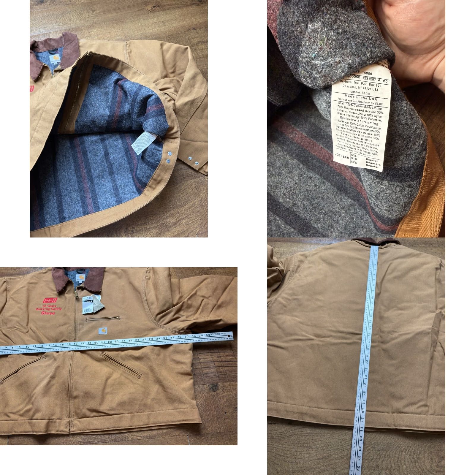 Carhartt VINTAGE Carhartt Jacket Mens 5XL Brown NWT Detroit Blanket Lined J001 BRN USA Workwear Full Zip Size US XXL / EU 58 / 5 - 8 Thumbnail
