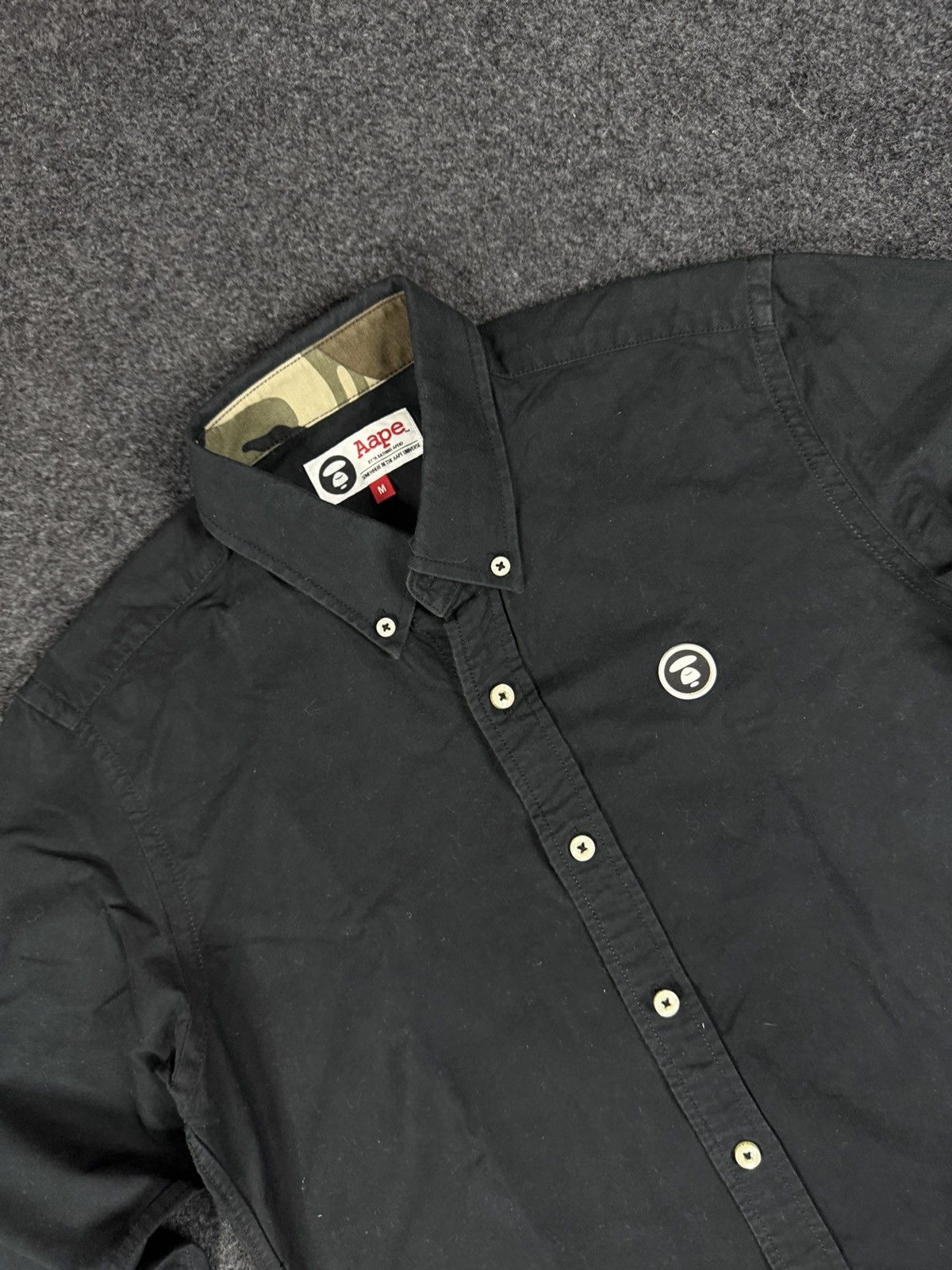 Aape × Bape A Bathing Ape black button up long sleeve shirt Size US M / EU 48-50 / 2 - 2 Thumbnail