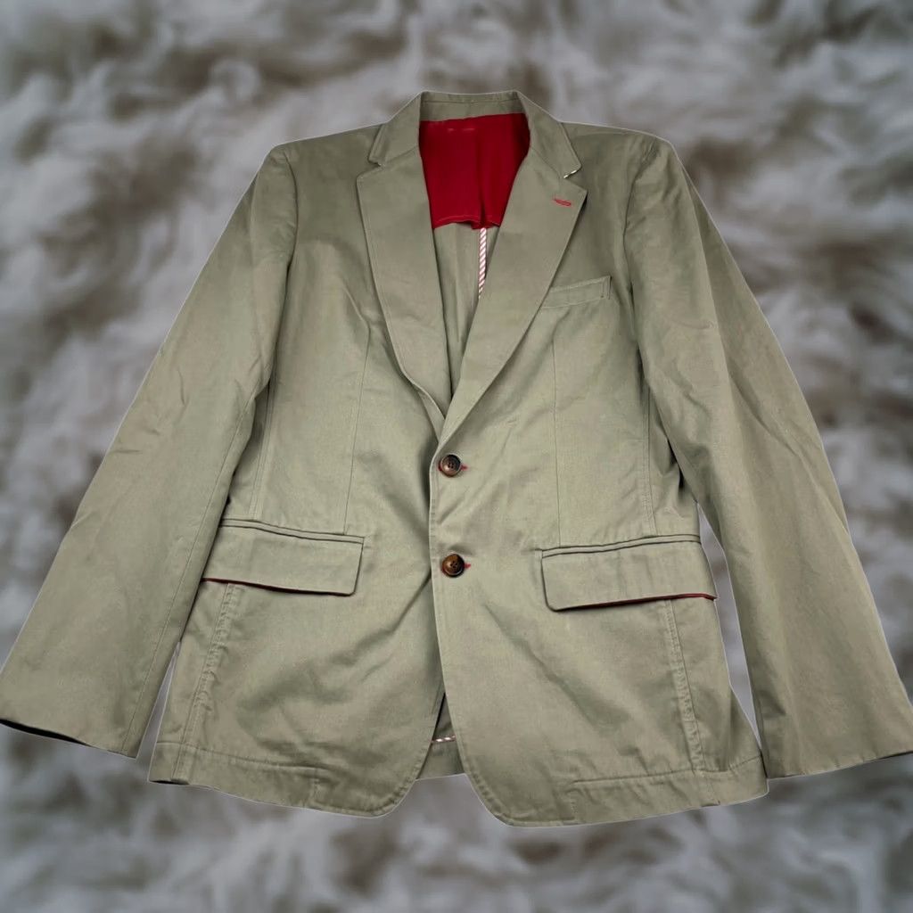 Vintage El Ganso Men's Blazer Khaki/Tan 36S 100% Cotton Two-Button Size 36R - 1 Thumbnail