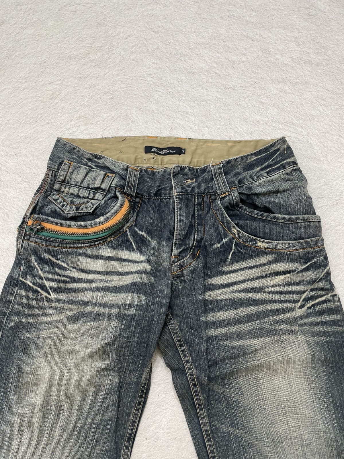 Japanese Brand 2000s Root Three Baggy Jeans Fading Distressed Denim Y2K LGB Size US 30 / EU 46 - 4 Thumbnail