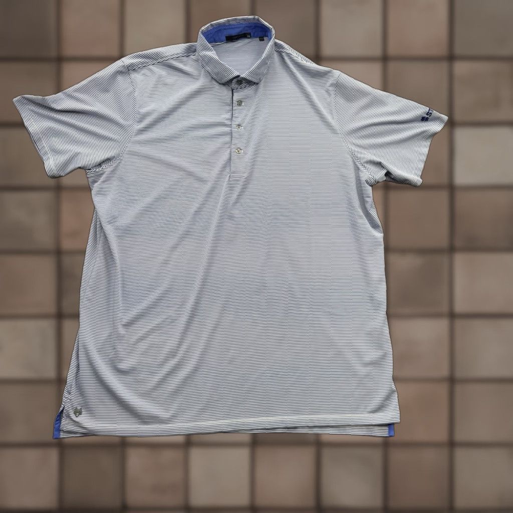Vintage Greyson Polo Shirt Men 2XL Striped Short Sleeve Polyester Spandex Golf Casual Slimming Stretch Slim Polo Shirt Men Size US XXL / EU 58 / 5 - 1 Thumbnail