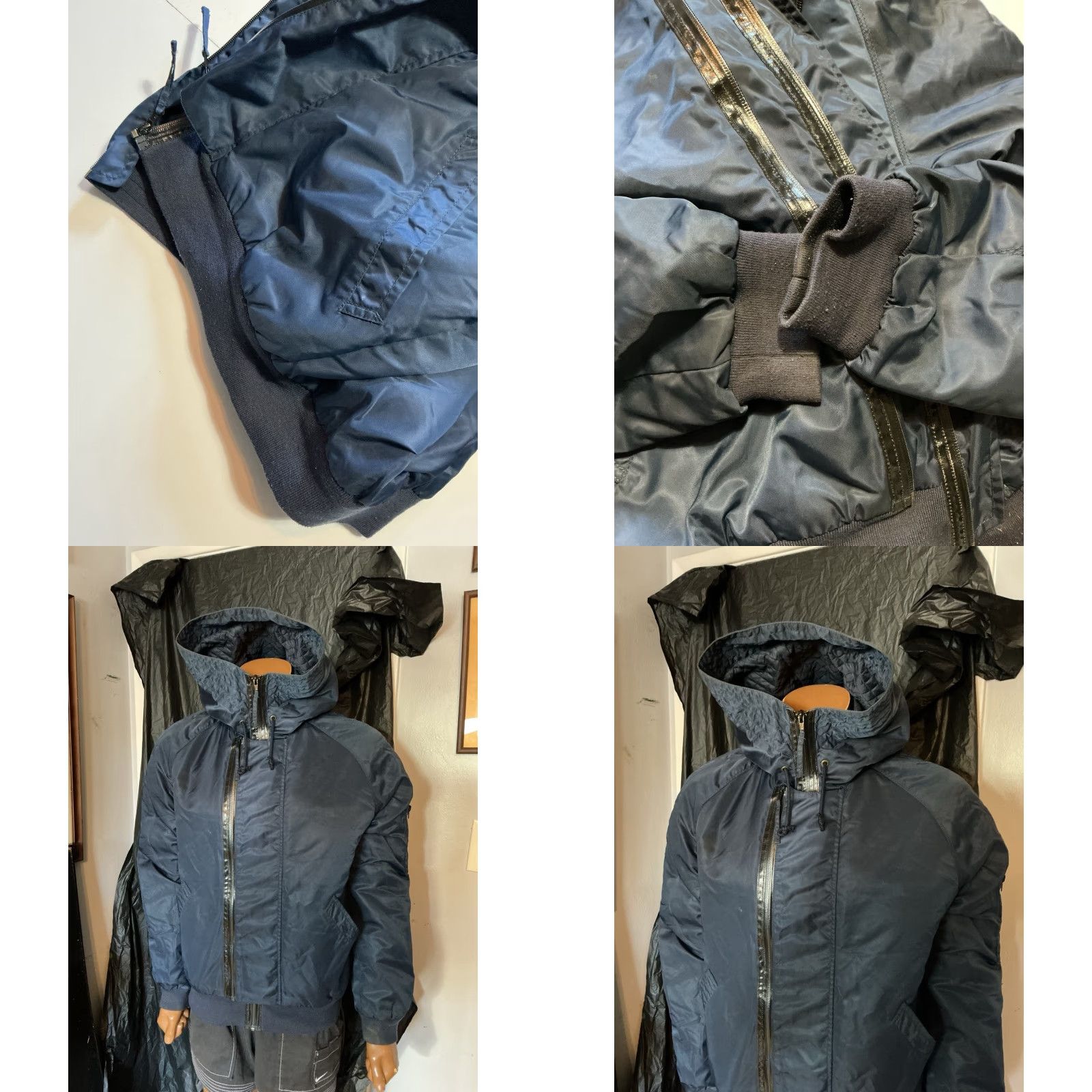 Doublet VINTAGE Whyred Bomber Jacket Navy Blue Army Hooded Zip Men M Size Navy Blue Army Bomber Jacket Mens Zip Size US M / EU 48-50 / 2 - 9 Thumbnail