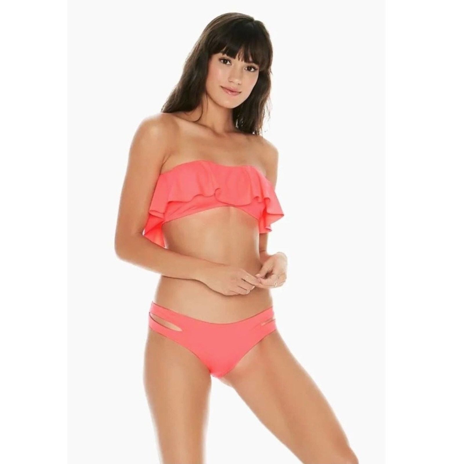 NWT L*Space SET Lynne Top Estella Bikini Bottom Neon Pink S