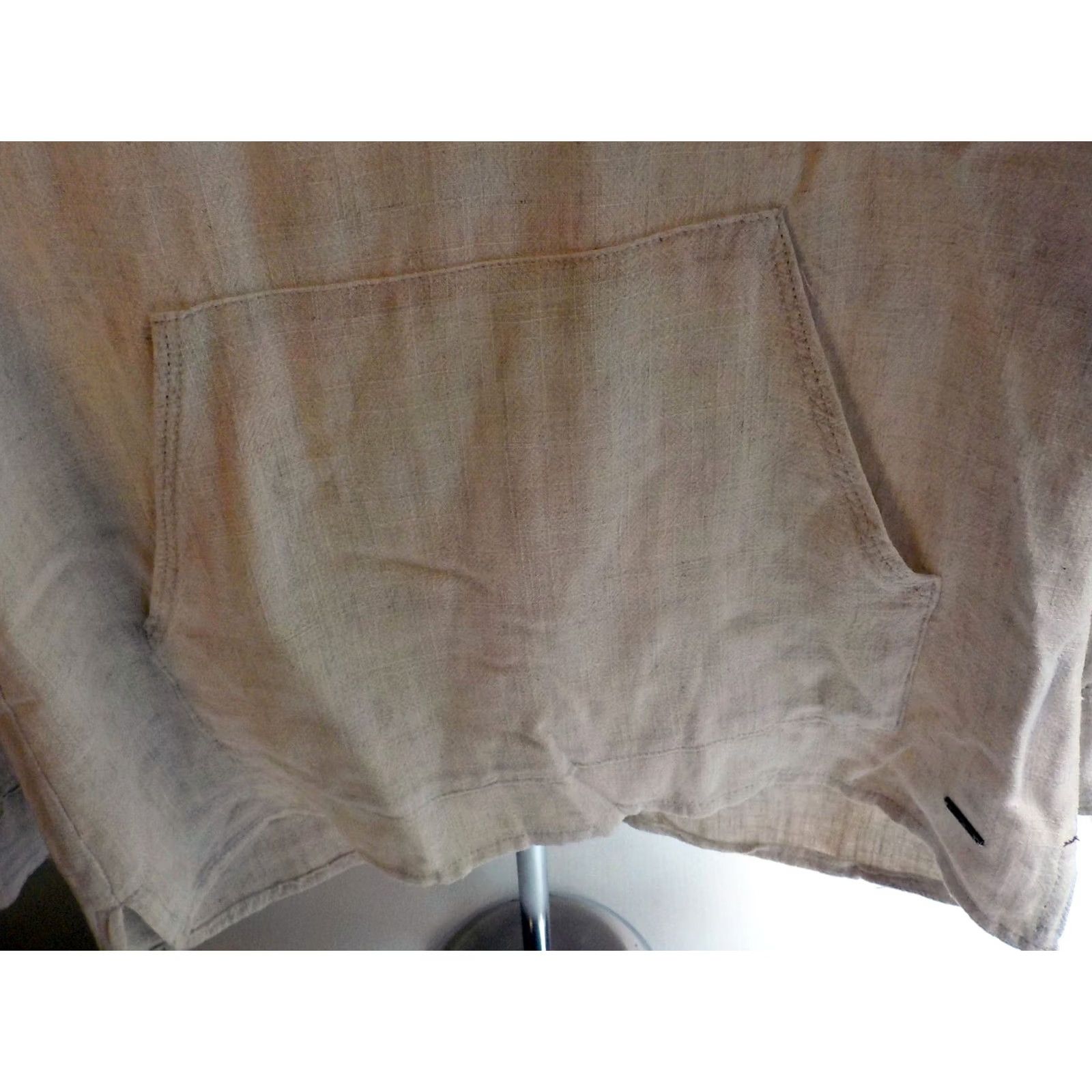 Zara VINTAGE? no. Final: ZARA Hooded Blouse Shirt Linen Blend Beige 9 NWT Womens 3/4 Sleeve Kangaroo Pocket Harvested 1990s? Size M / US 6-8 / IT 42-44 - 3 Thumbnail