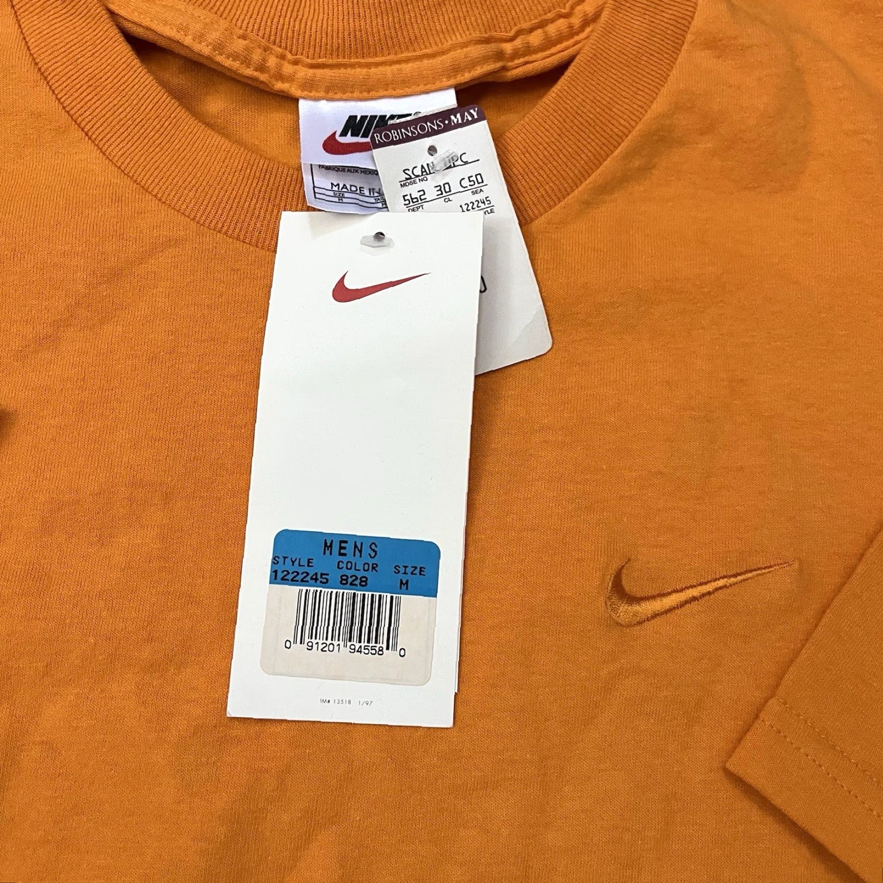 Nike VINTAGE Nike T-Shirt Men Medium Orange 90s Sports USA Limited Edition Oversized Deadstock Size US M / EU 48-50 / 2 - 2 Thumbnail