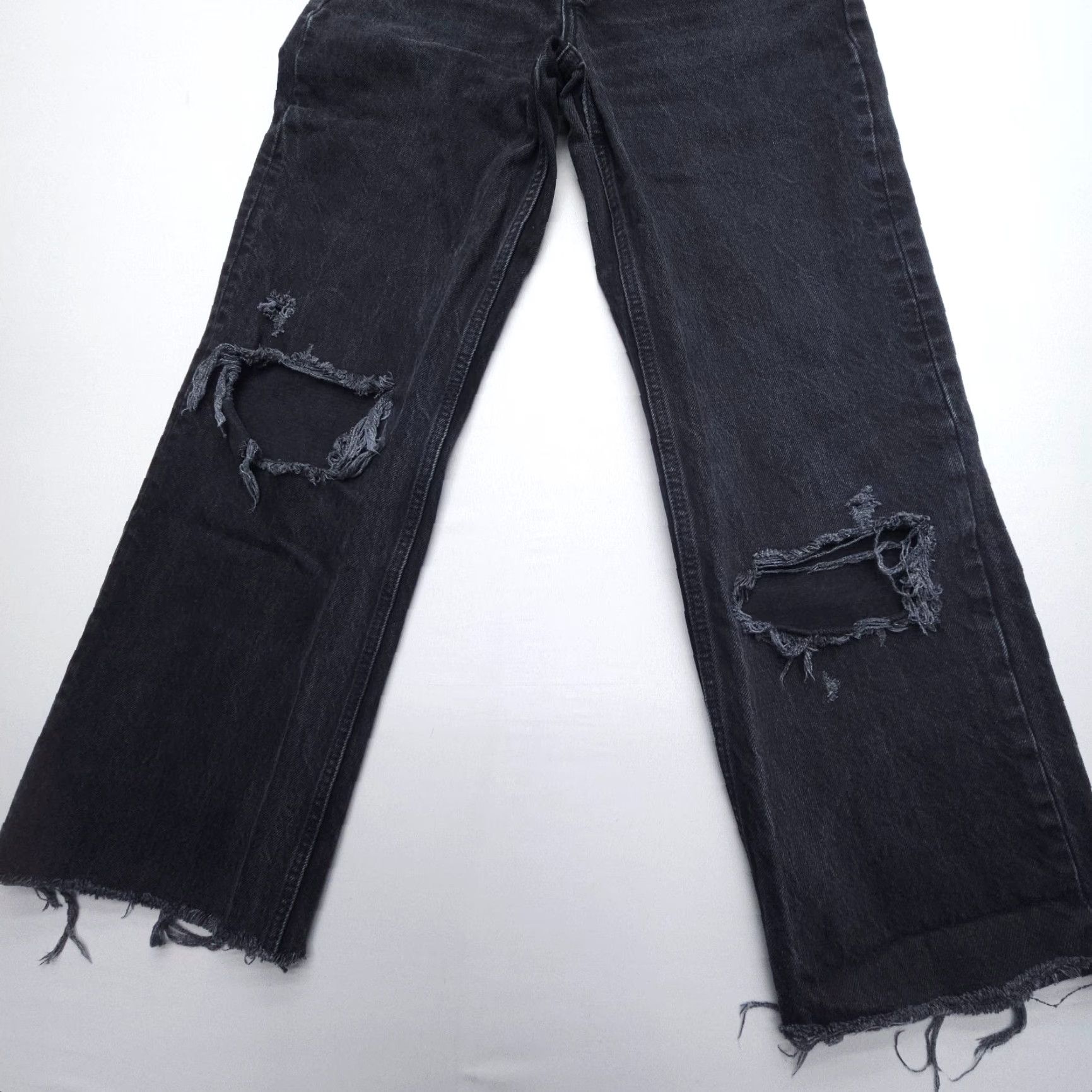 Zara Zara Jeans Womens 2 Black Distressed High Rise 5-Pocket Grunge American Size 26" / US 2 / IT 38 - 3 Thumbnail