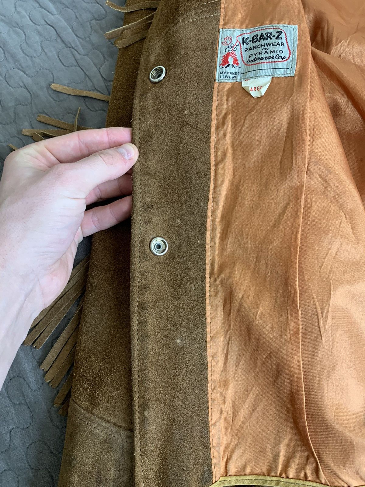 Cowboy Equipment × Vintage Vtg K-Bar-Z Ranchwear by Pyramid Cowboy Flanged Suede Jacket Size US L / EU 52-54 / 3 - 25 Thumbnail