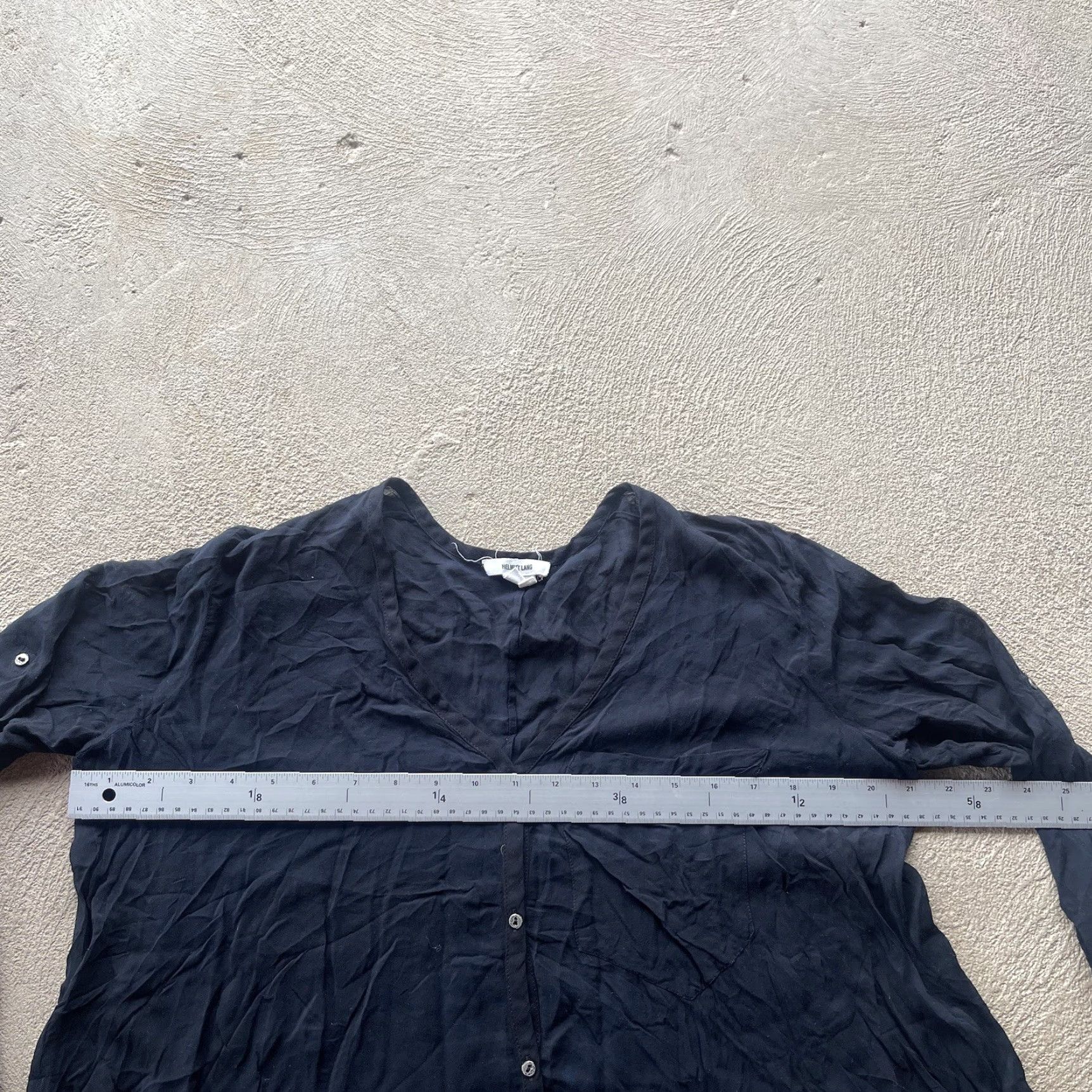 Helmut Lang Helmut Lang Shirt Womens P Black Button Up Long Sleeve V-Neck Roll Tab Preppy Basic Solid Size S / US 4 / IT 40 - 7 Thumbnail
