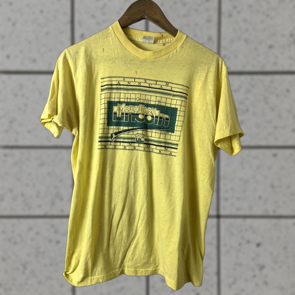 Vintage VINTAGE 80s Lincoln Marathon Nevraska Yellow T Shirt M & M Size M Mens Shirt Size US M / EU 48-50 / 2 - 1 Thumbnail
