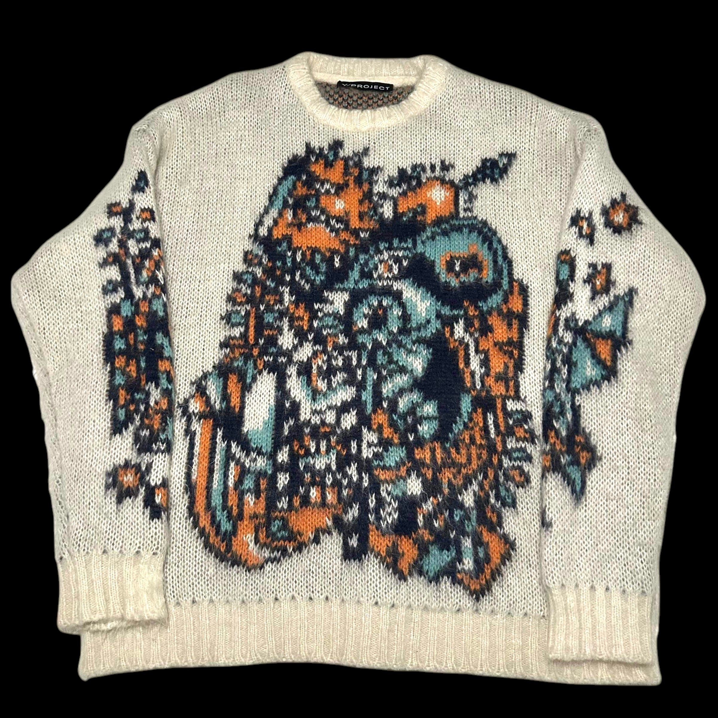 Y/Project Y/Project White Jacquard Motif Mohair Sweater (Fits XXL) Size US M / EU 48-50 / 2 - 1 Thumbnail