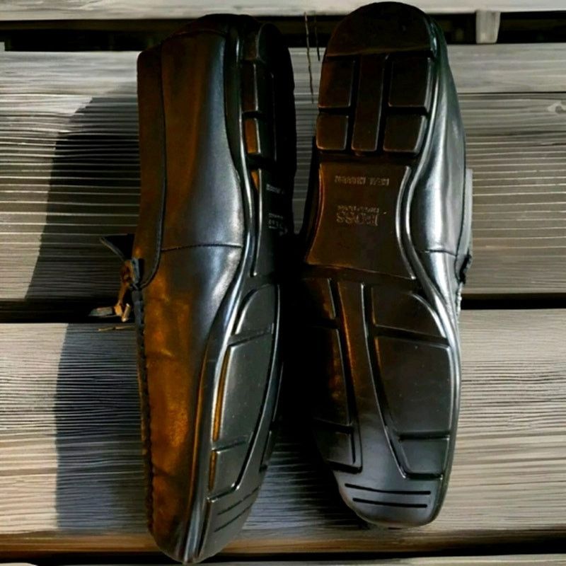 Hugo Boss HUGO BOSS Black Leather MEN Shoes SIZE 11.5M Size US 11.5 / EU 44-45 - 2 Thumbnail