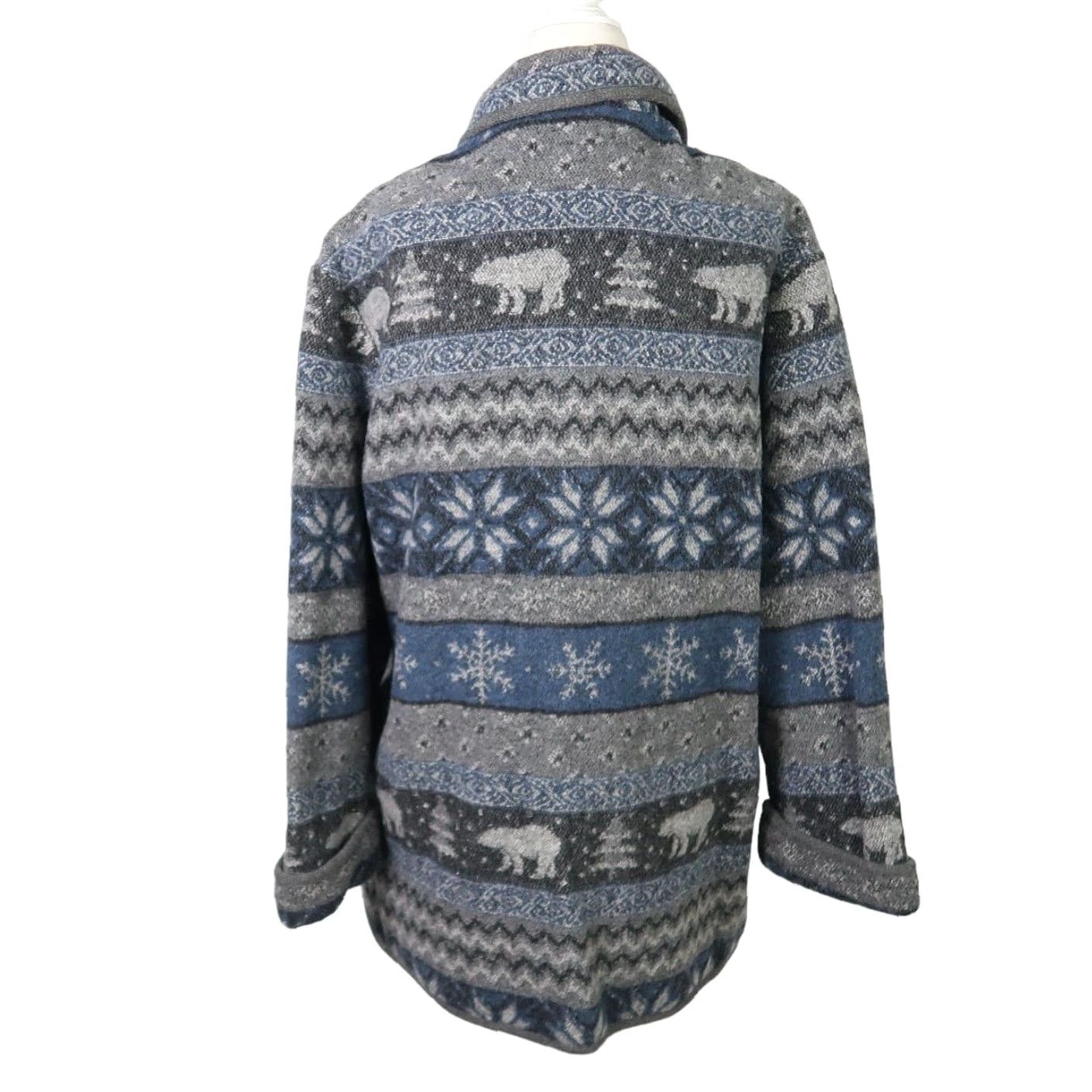 Brooks VINTAGE David Brooks Jacket Coat Wool Polar Bear Snowflake 90s Grey Blue M Womens Size M / US 6-8 / IT 42-44 - 4 Thumbnail