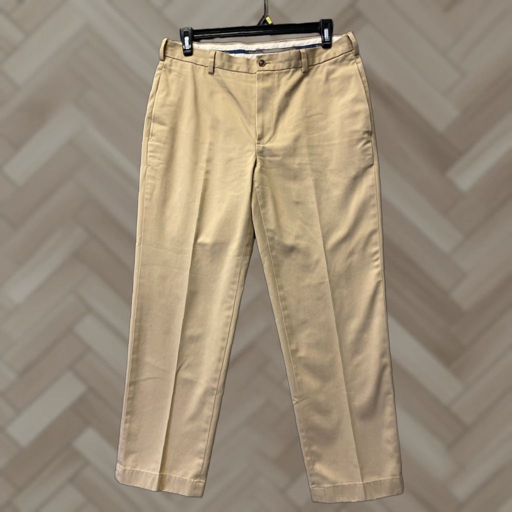 Brooks Brothers Brooks Brothers Chino Pants Mens 35x30 Light Gold Classic Fit Wool Blend Dress Pants Flat Front Zipper Stretch City Wedding 30 Inseam Men Size US 35 - 1 Thumbnail