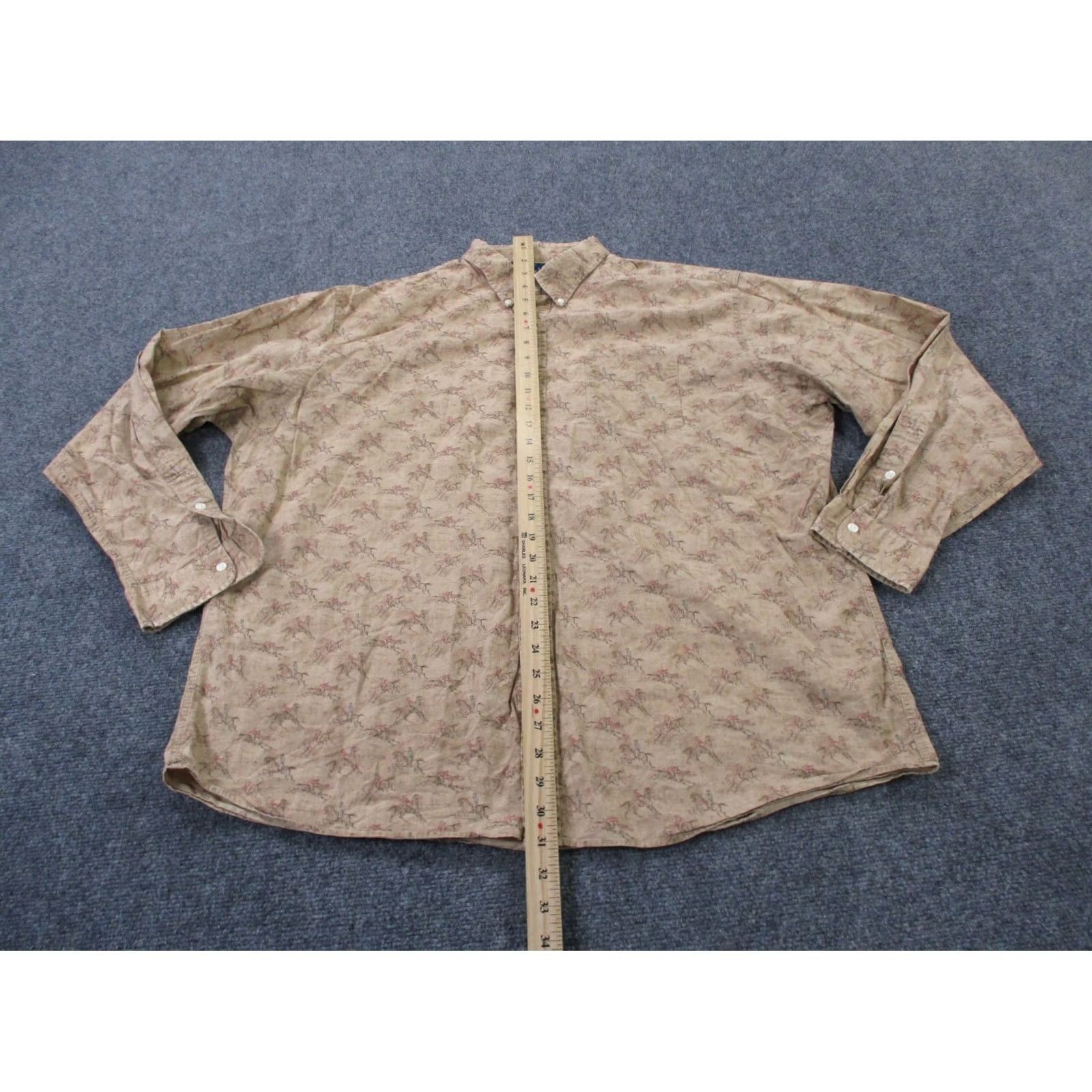 Polo Ralph Lauren Polo Ralph Lauren Shirt Men XL Button-Up Horse Print Vintage Button-Down Collared Long Sleeve Brown Cotton Knit Size US XL / EU 56 / 4 - 3 Thumbnail