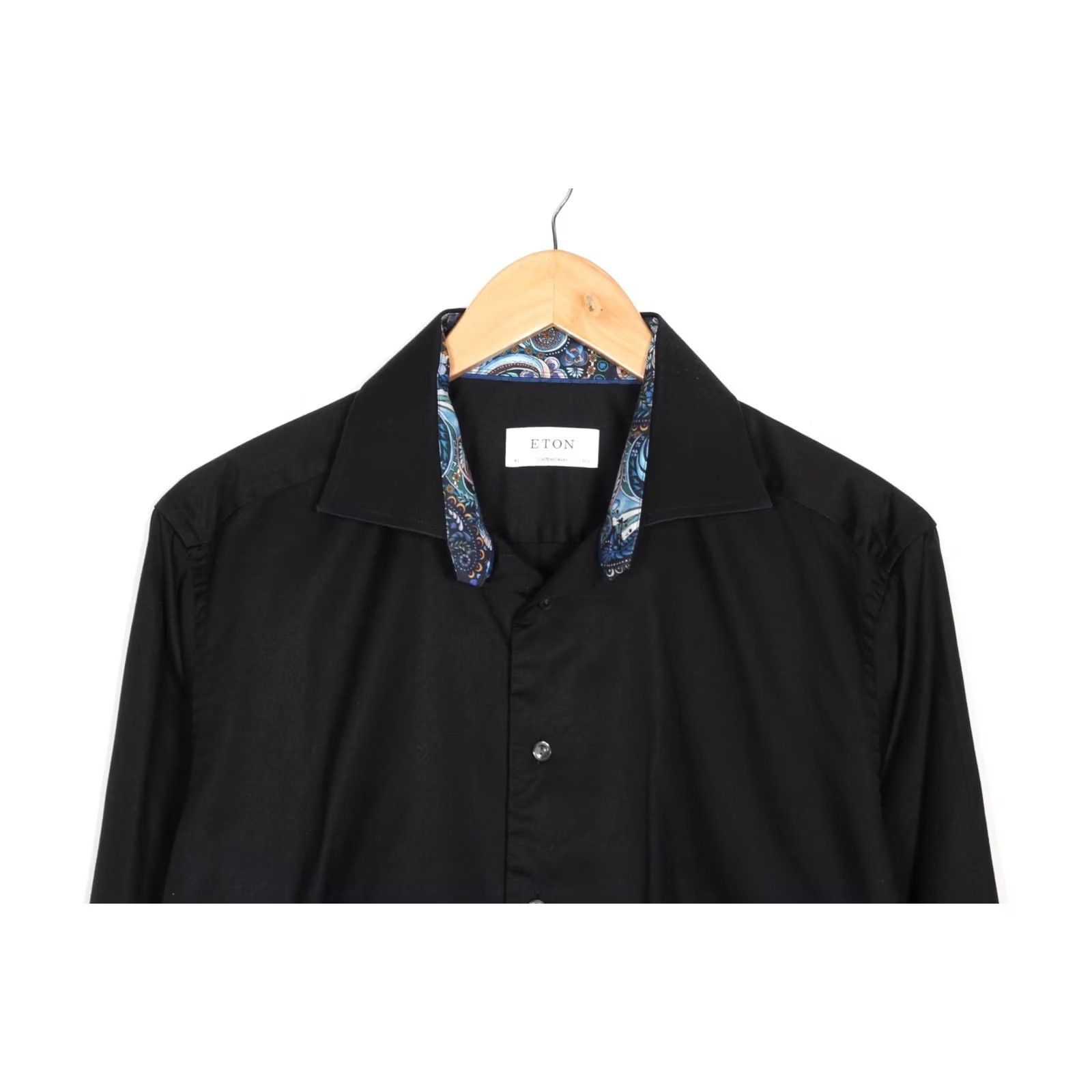 Eton ETON Shirt Men 42 16 ½ Contemporary Fit Long Sleeve Formal Business VR3633 Shirt Mens Black 90s? Size 42R - 3 Thumbnail
