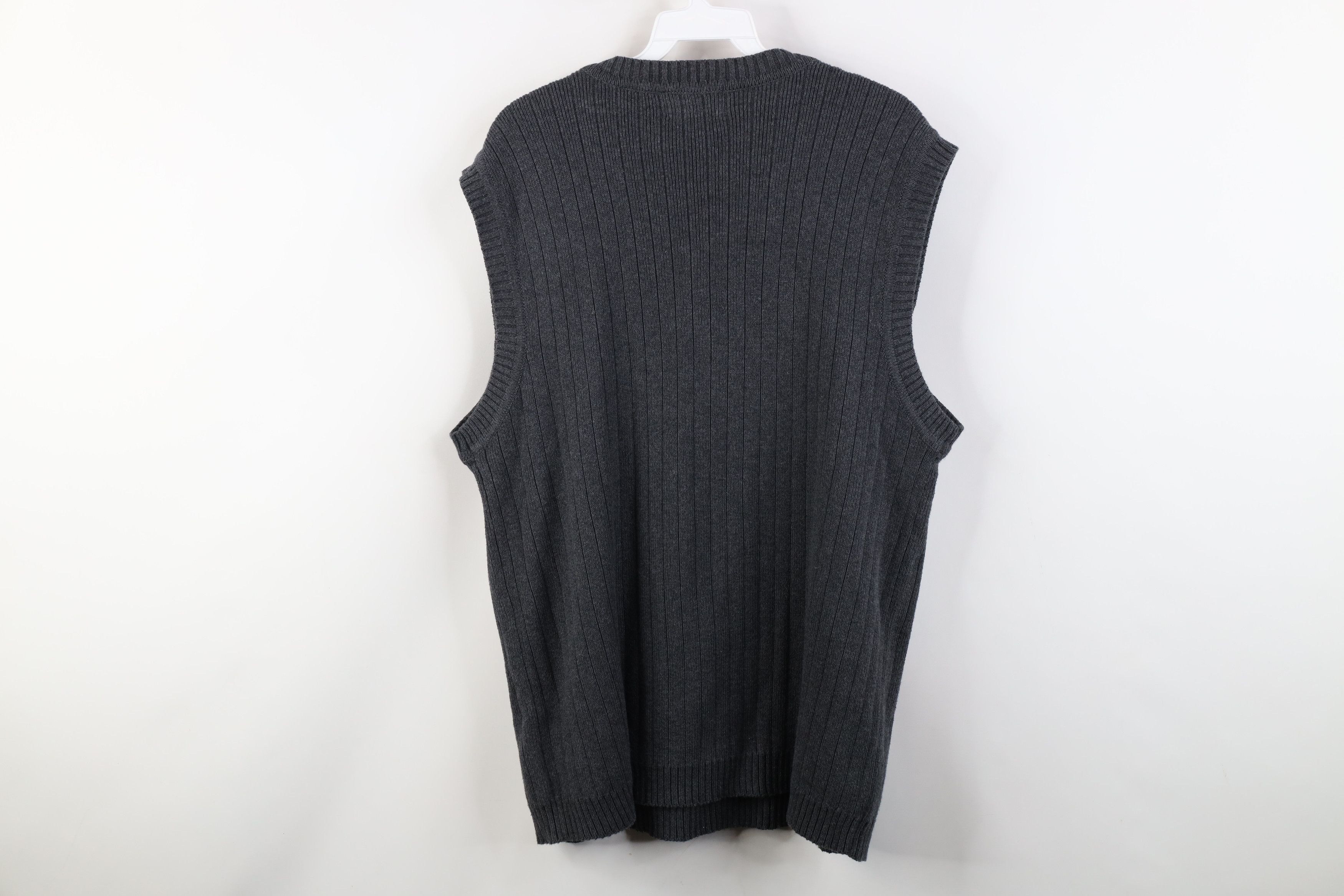 Vintage Vintage 90s Streetwear Cotton Ribbed Knit Sweater Vest Gray Size US M / EU 48-50 / 2 - 7 Thumbnail