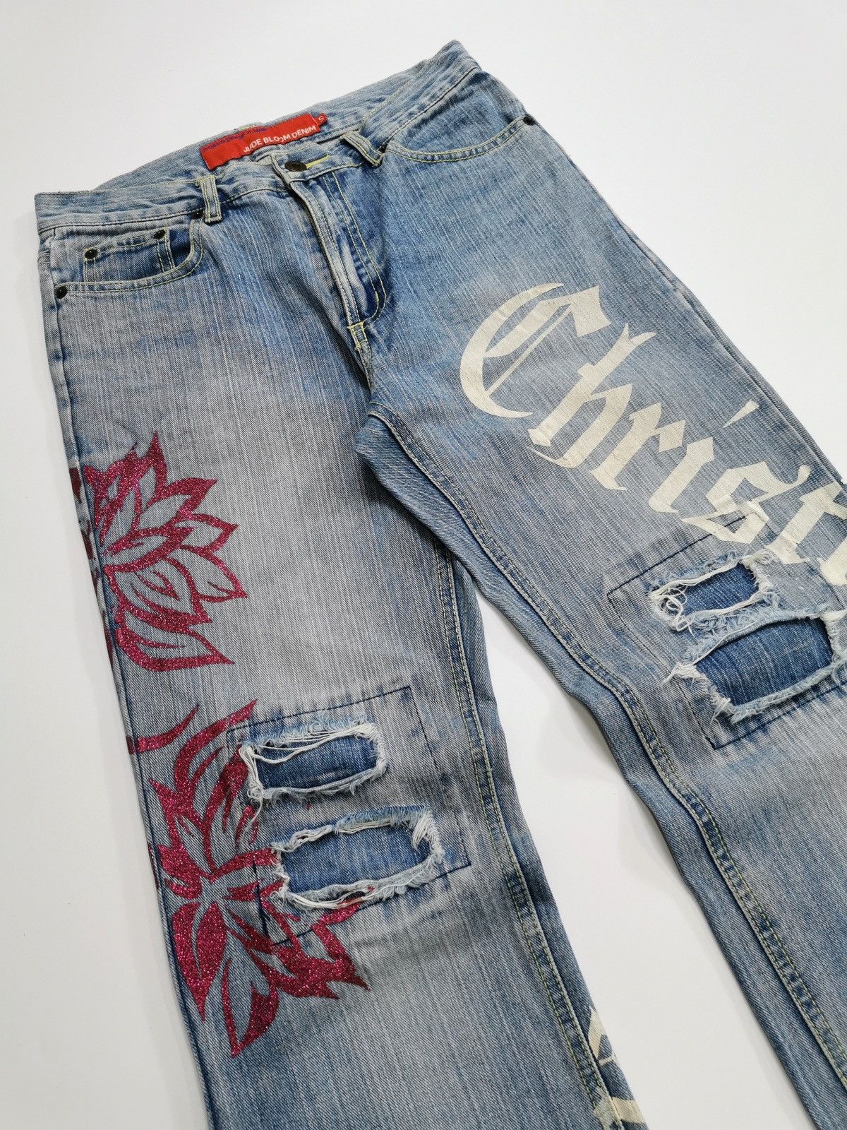 Le Grande Bleu (L.G.B.) Madonnalily Christianity Jude Bloom Prints Denim Jeans Size US 29 - 5 Thumbnail