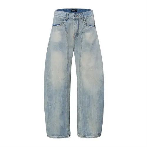 Fashion patchwork cargo punk distressed scimitar jeans