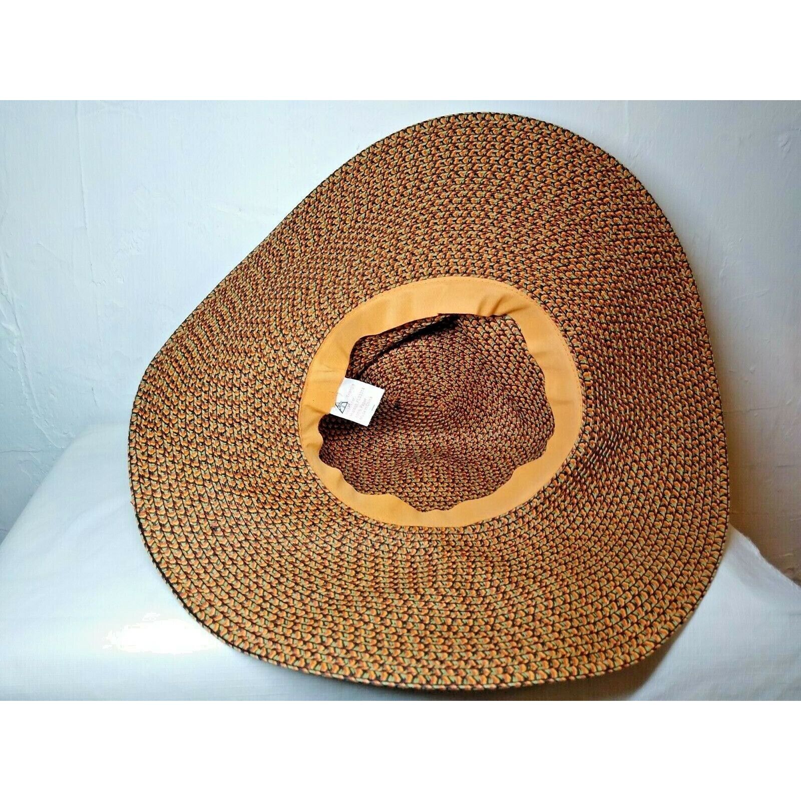 The Unbranded Brand Ladies Large Fashion Hat Floppy Orange/Brn Gold Chain Accent Size ONE SIZE - 5 Thumbnail