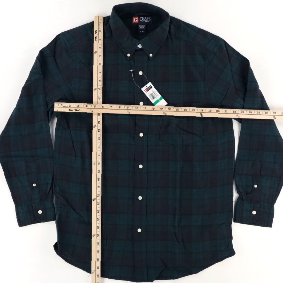 Chaps Chaps Shirt Green Plaid Flannel Cotton Long Sleeve Button Down Men's L Size US L / EU 52-54 / 3 - 3 Thumbnail