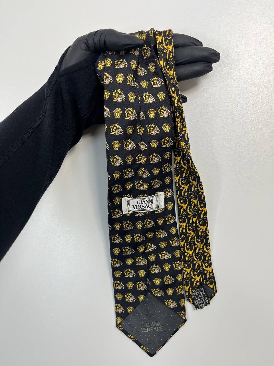 Versace Gianni Versace Medusa Silk Tie Black Gold Baroque Pattern Size ONE SIZE - 3 Thumbnail