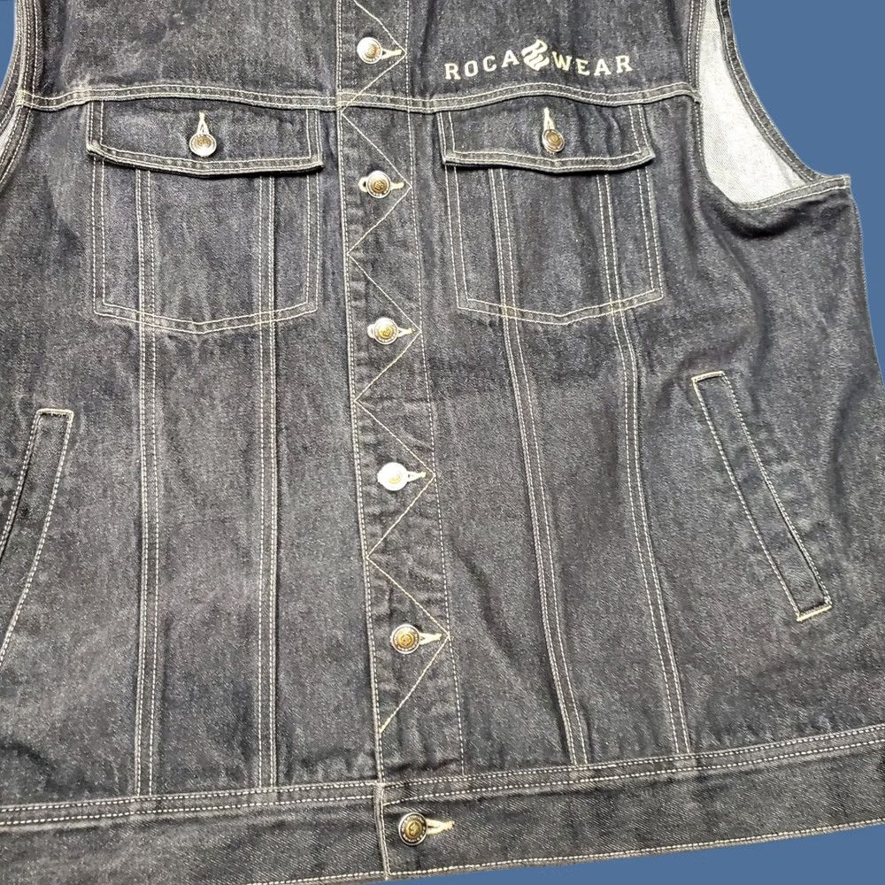 Rocawear VINTAGE Rocawear Vest Jacket Mens 2XL Black Denim 90s Hip Hop Y2K Leather Patch Size US XXL / EU 58 / 5 - 1 Thumbnail