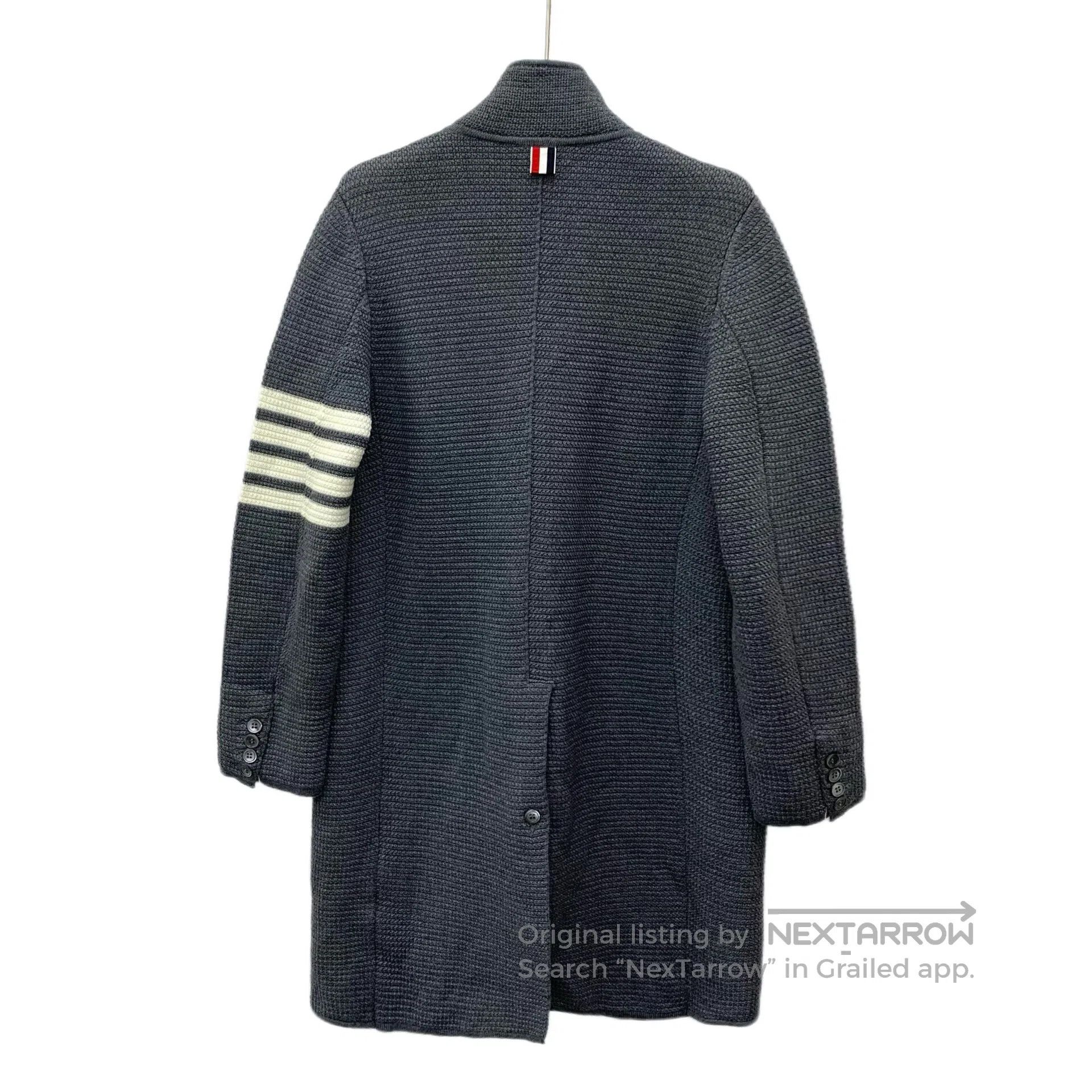 Thom Browne Thom Browne Dark gray classic four-stripe wool stand colla Size XS / US 0-2 / IT 36-38 - 2 Thumbnail