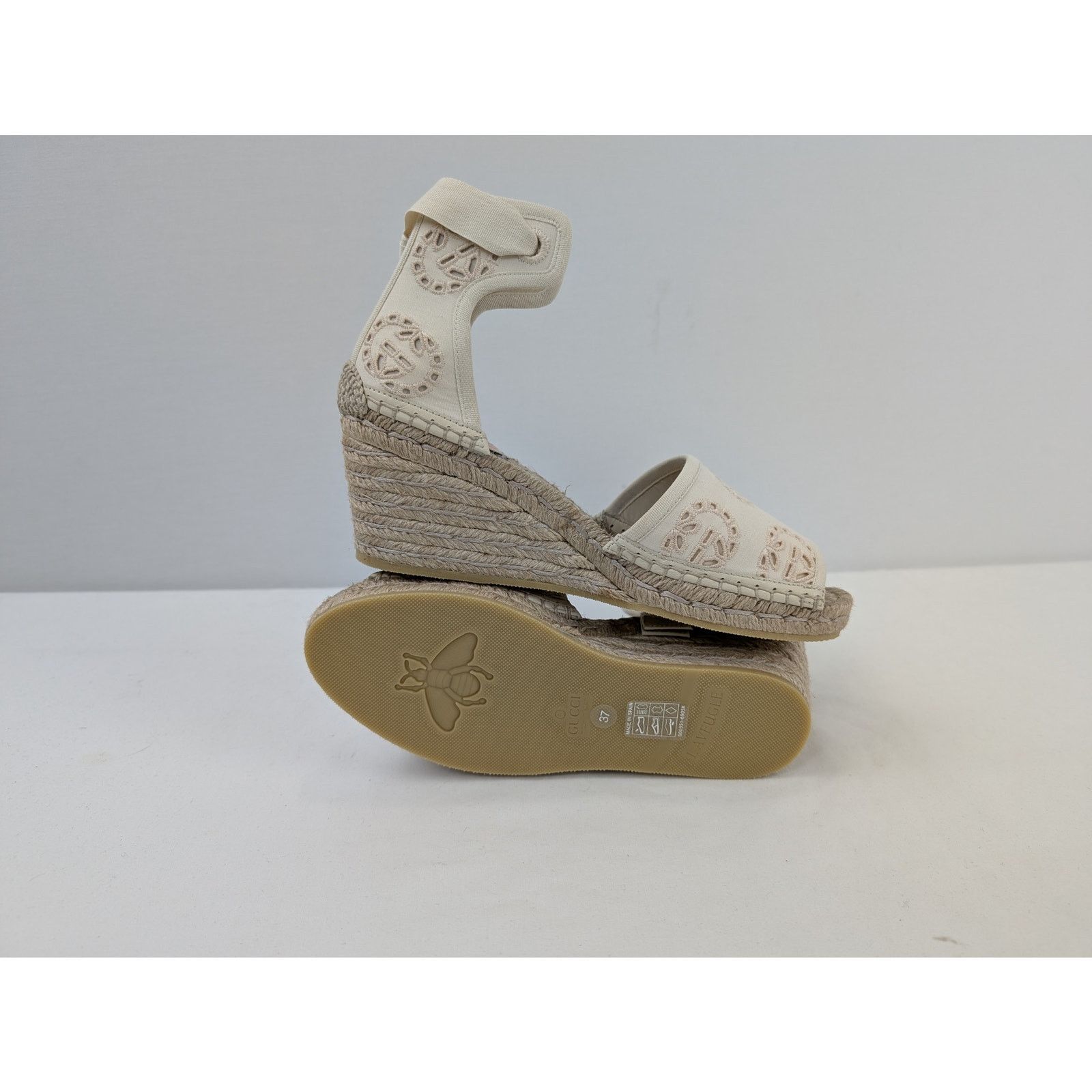 Gucci o1rshd1 Interlocking G canvas espadrille wedge sandal Size US 7 / IT 37 - 7 Thumbnail