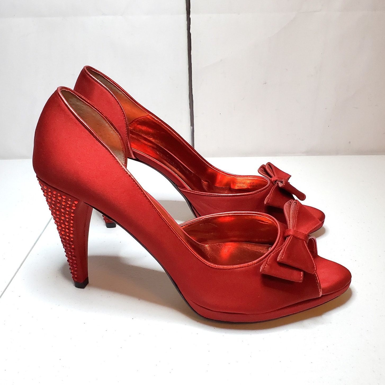 Designer Jessica Bennett Jeanie Satin Embellished Stiletto Heels 10 Size US 10 / IT 40 - 2 Thumbnail