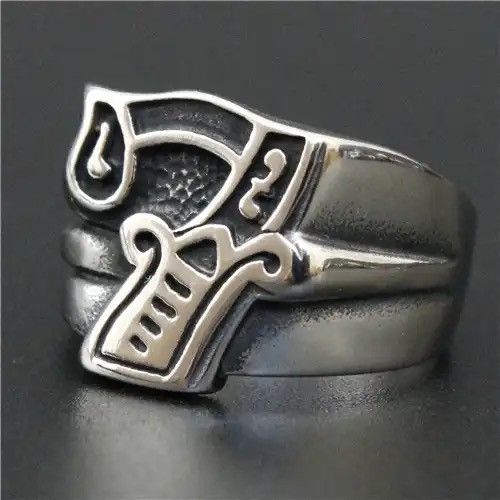 Jewelry × Vintage Style Luckly No.7 Ring Biker Ring 316L Stainless Steel Size ONE SIZE - 1 Thumbnail
