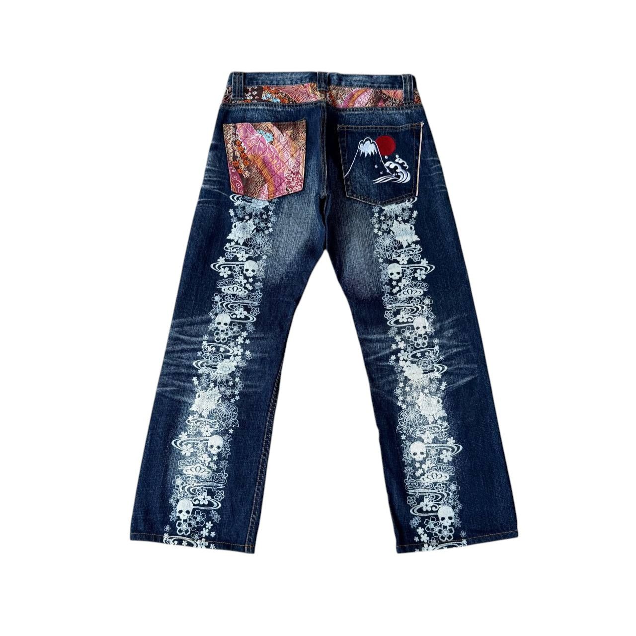 Japanese Brand RARE Namitatsu Redline Denim Ankle Cut-"Dokuro" Skull Tattoo Size US 30 / EU 46 - 11 Thumbnail