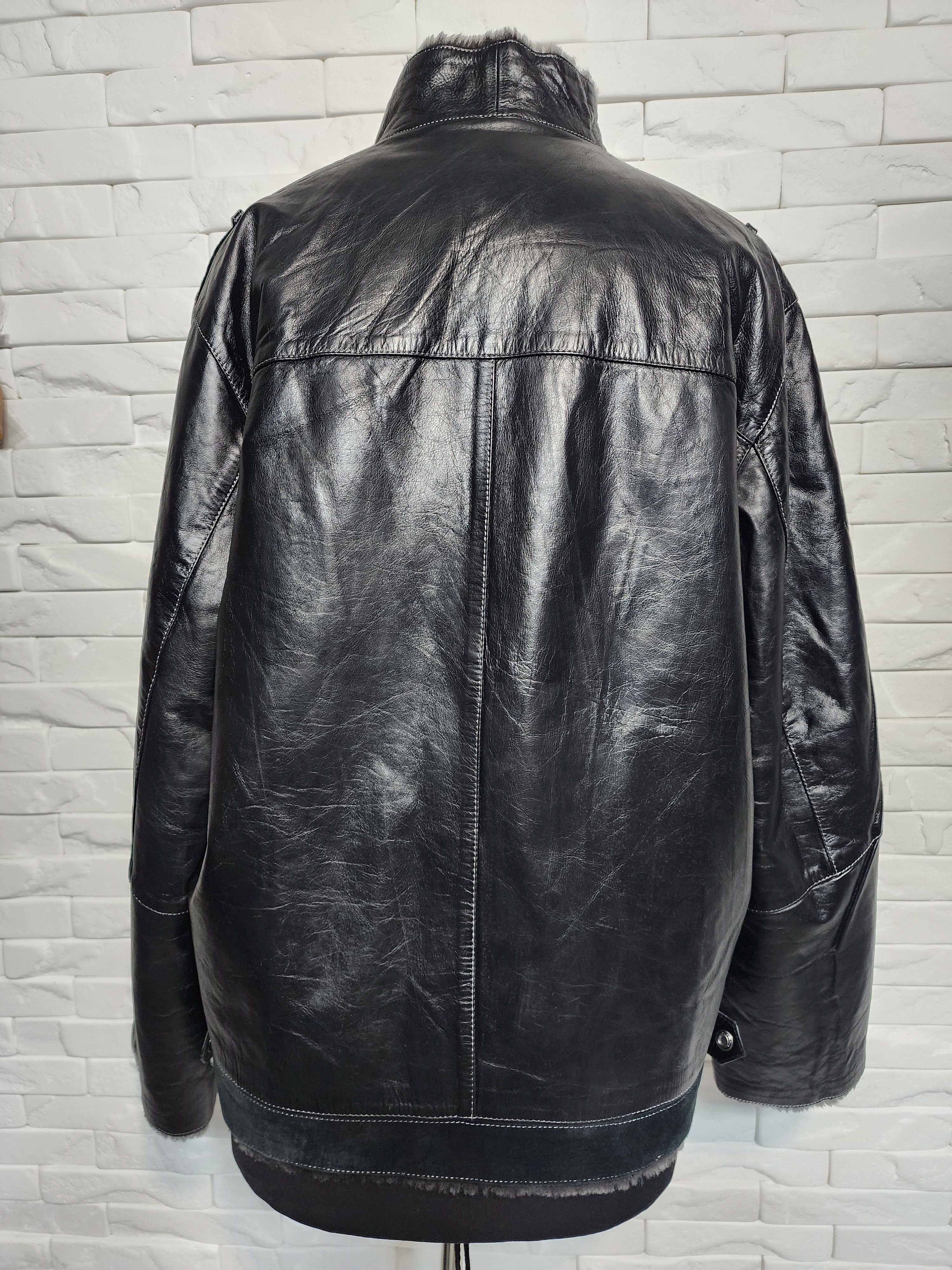Furla Men's Black Sheepskin Coat: Genuine Leather, Metal Zipper Size US L / EU 52-54 / 3 - 4 Thumbnail