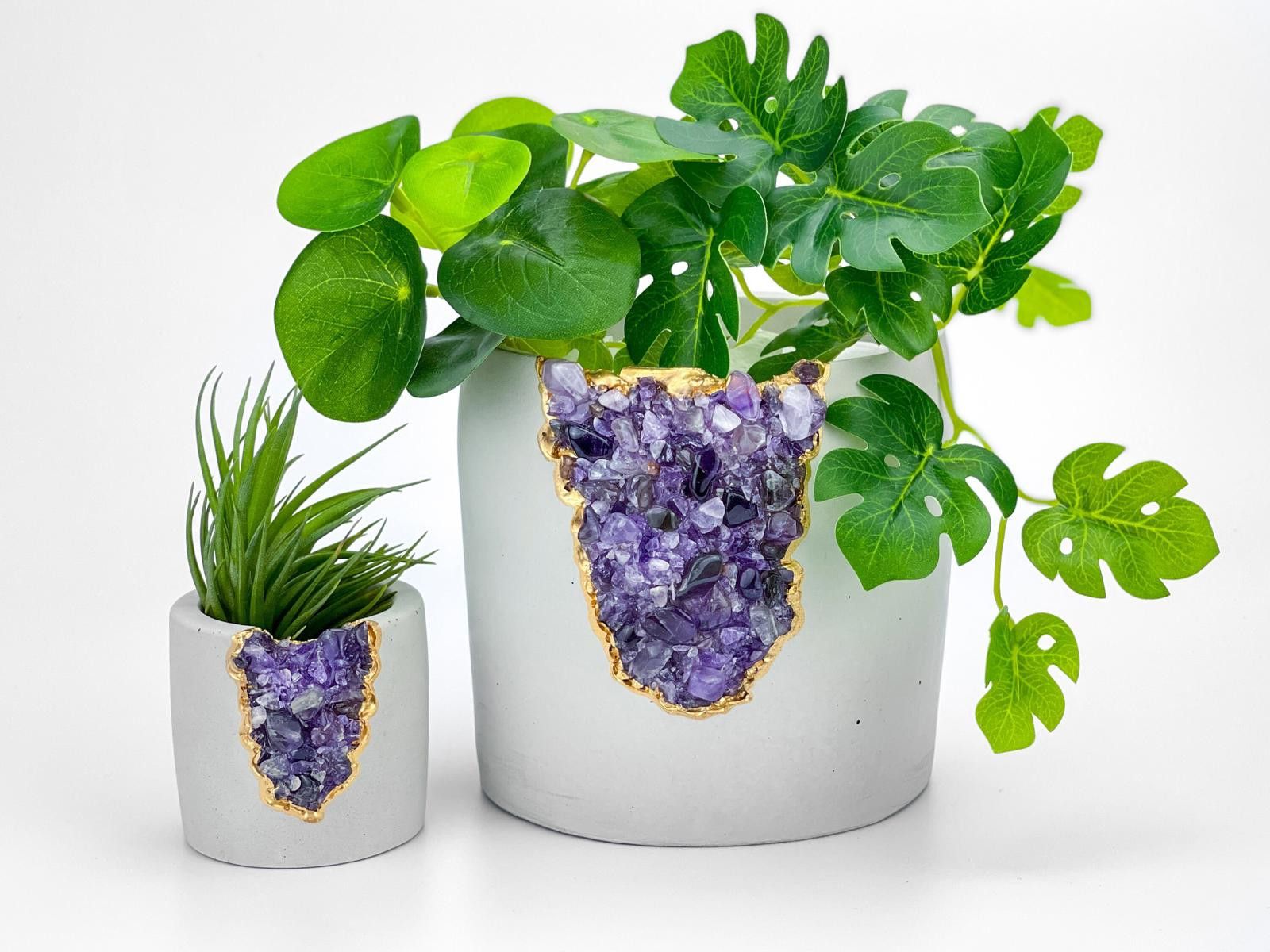 Other Large Geode Planter, AMETHYST Succulent 5 inch Concrete POT Size ONE SIZE - 2 Thumbnail