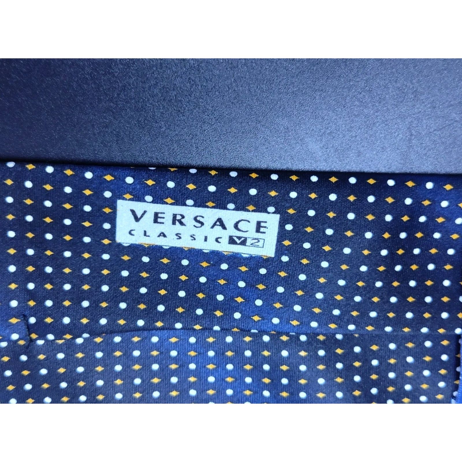 Versace VINTAGE Gianni Versace Men’s Silk Neck Tie Black Diamond Dots Wedding Classic 59.5" Size ONE SIZE - 5 Thumbnail