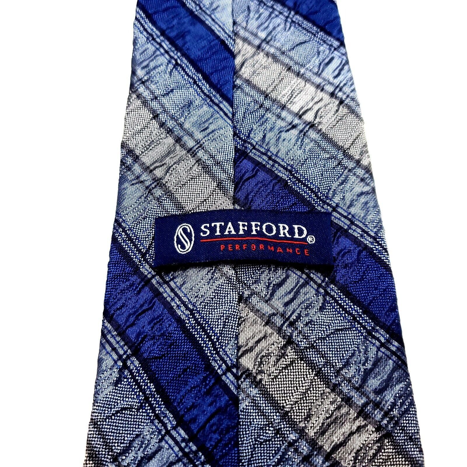 Stafford Stafford Performance Silk Tie Blue Striped Woven Size ONE SIZE - 3 Thumbnail