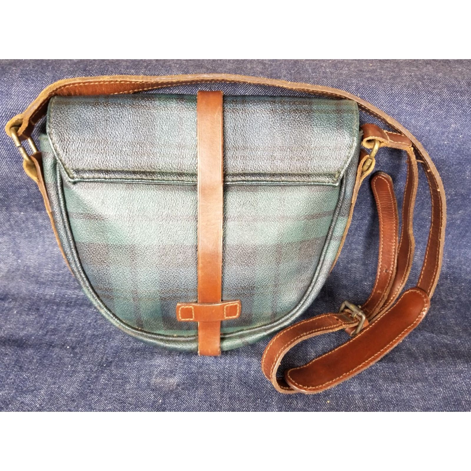 Ralph Lauren VINTAGE Ralph Lauren Polo PVC Green Check Crossbody Bag Women's Small 9x7x6 Leather Lined Size ONE SIZE - 3 Thumbnail
