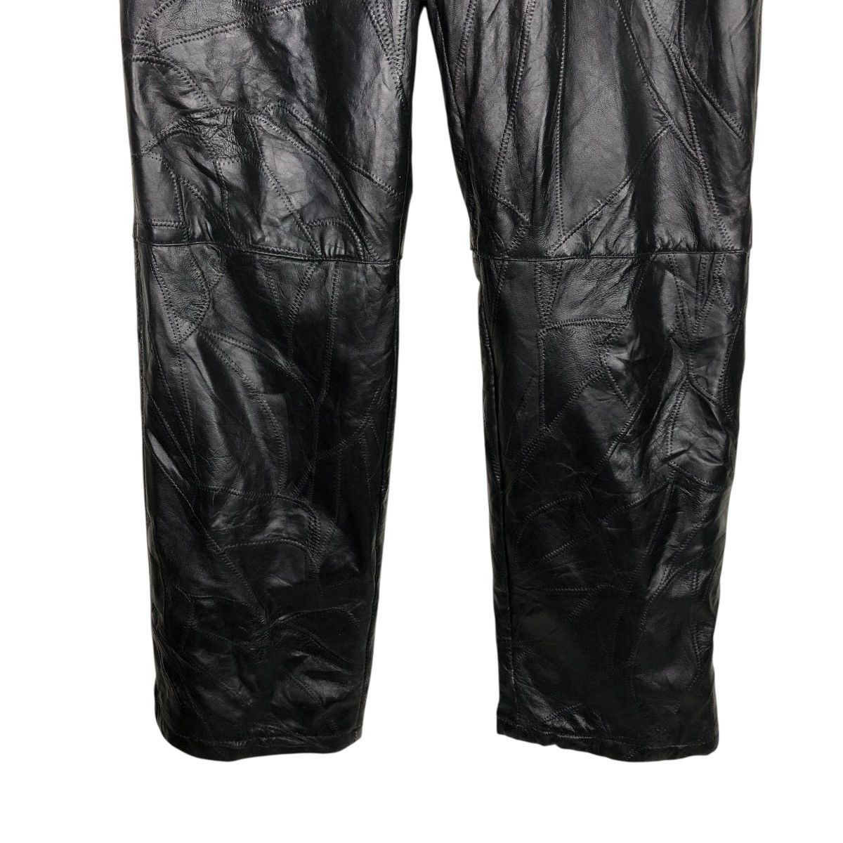Japanese Brand 🔥RICH BLACK VINTAGE BIKER LEATHER PANTS UNBRAND ISSEY MIYAKE Size US 32 / EU 48 - 7 Thumbnail