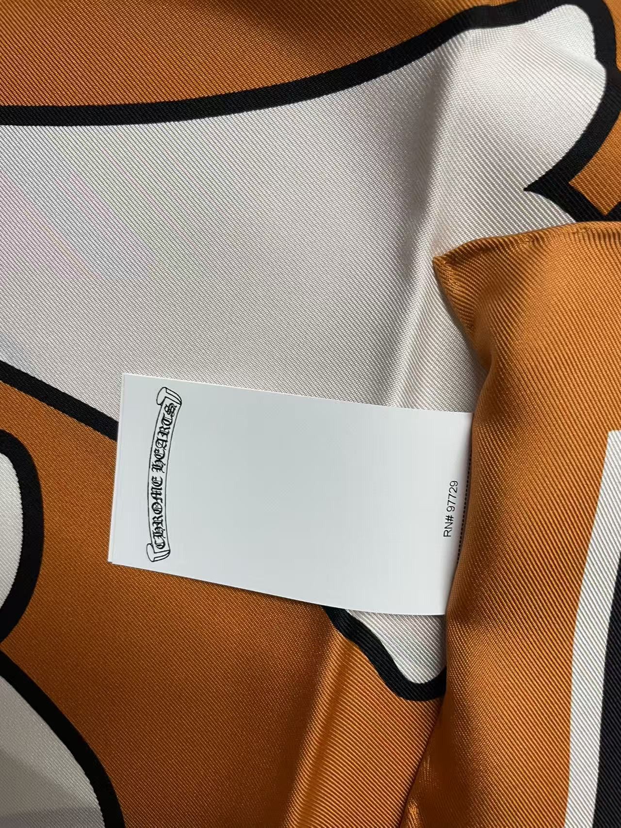 Chrome Hearts Chrome Hearts Orange & White-Cross Logo Silk Scarf Size ONE SIZE - 8 Thumbnail