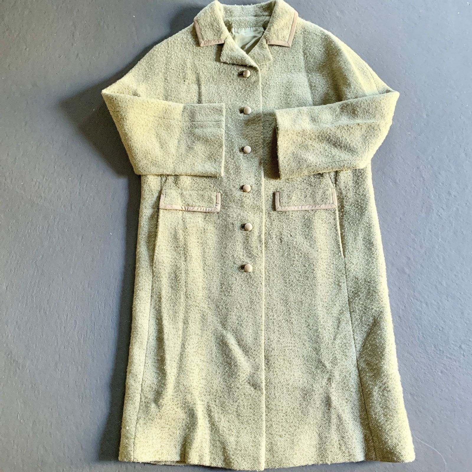 Vintage Vtg 1960s Sycamore Wool Coat Soft Green Mid Century Modern Size S / US 4 / IT 40 - 1 Thumbnail
