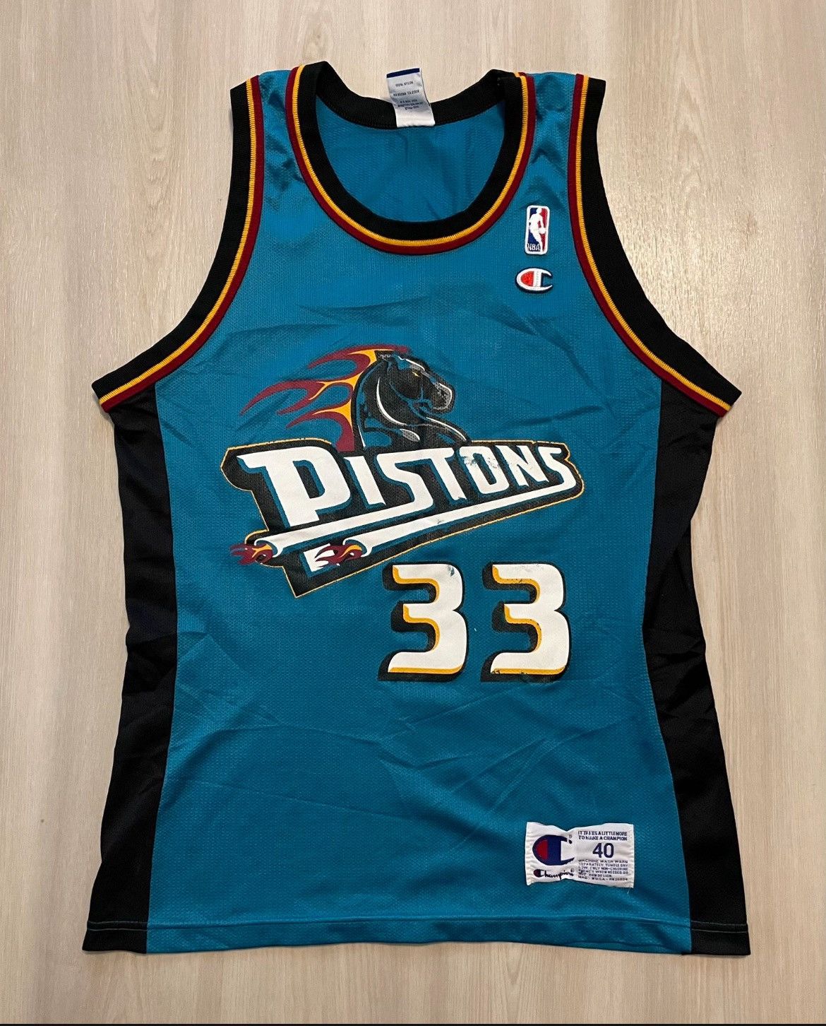Champion × Vintage Vintage 90s Detroit Pistons Grant Hill Teal Champion Sz 40 Size US M / EU 48-50 / 2 - 1 Thumbnail