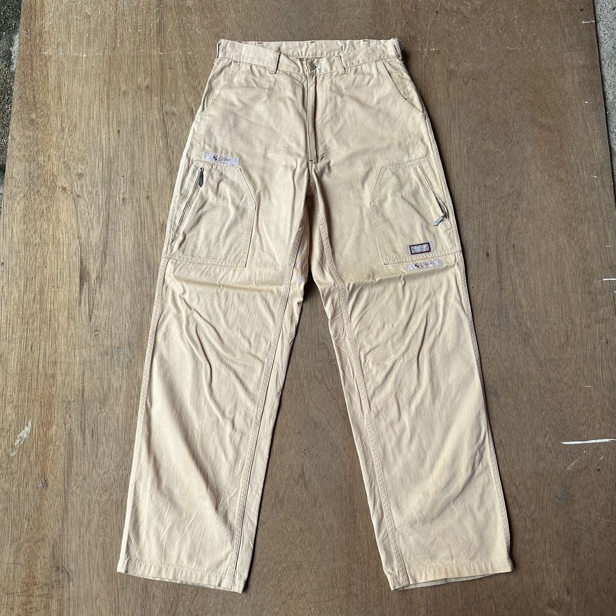image of W29 L31 Vintage Karl Helmut Patch Workwear Baggy Made Japan in Cream, Men's