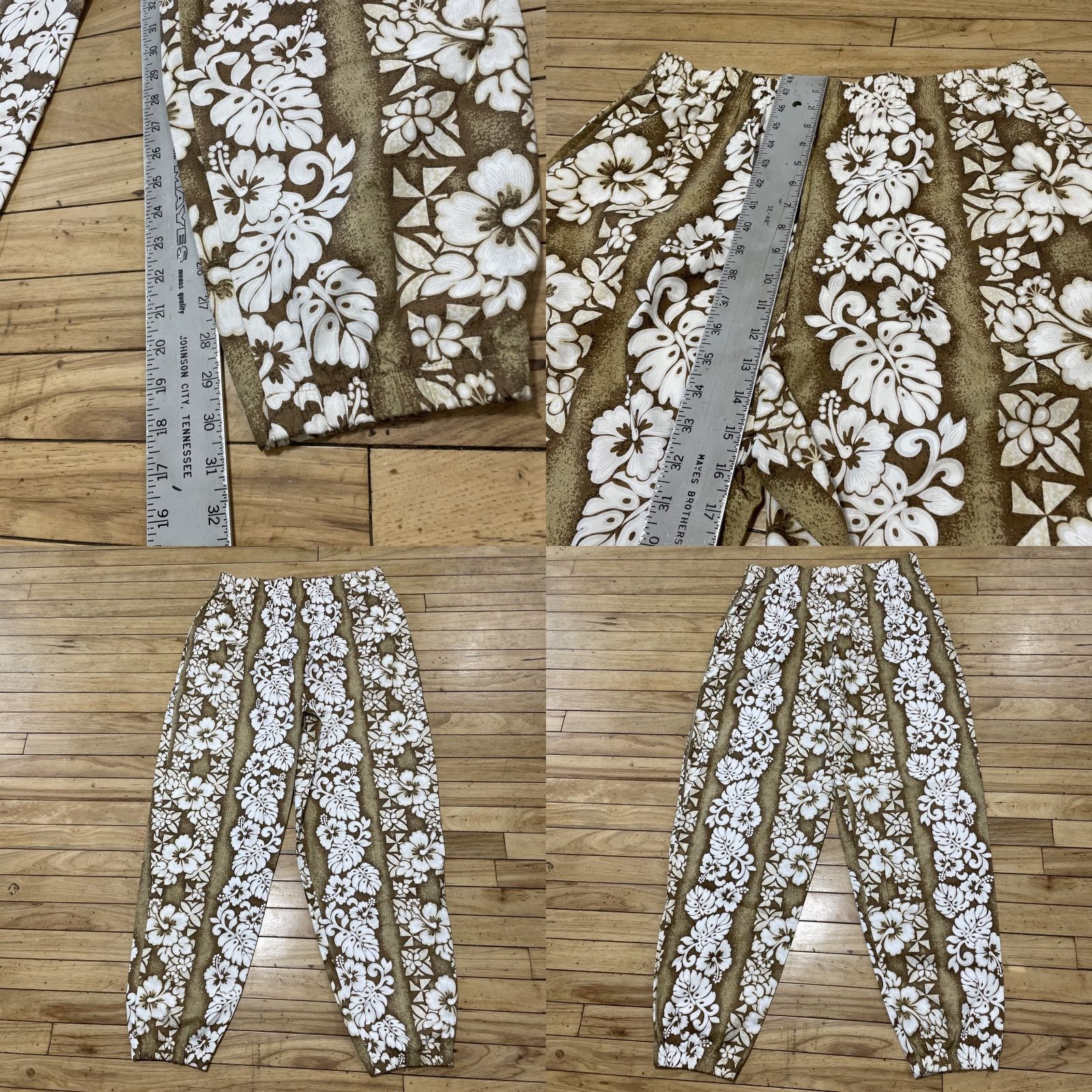Vintage VINTAGE Reebesse Beverly Hills 2XL Brown Floral Hawaiian Pants 80s Parachute Tapered Jogger Baggy Streetwear Men's Size US 39 - 9 Thumbnail
