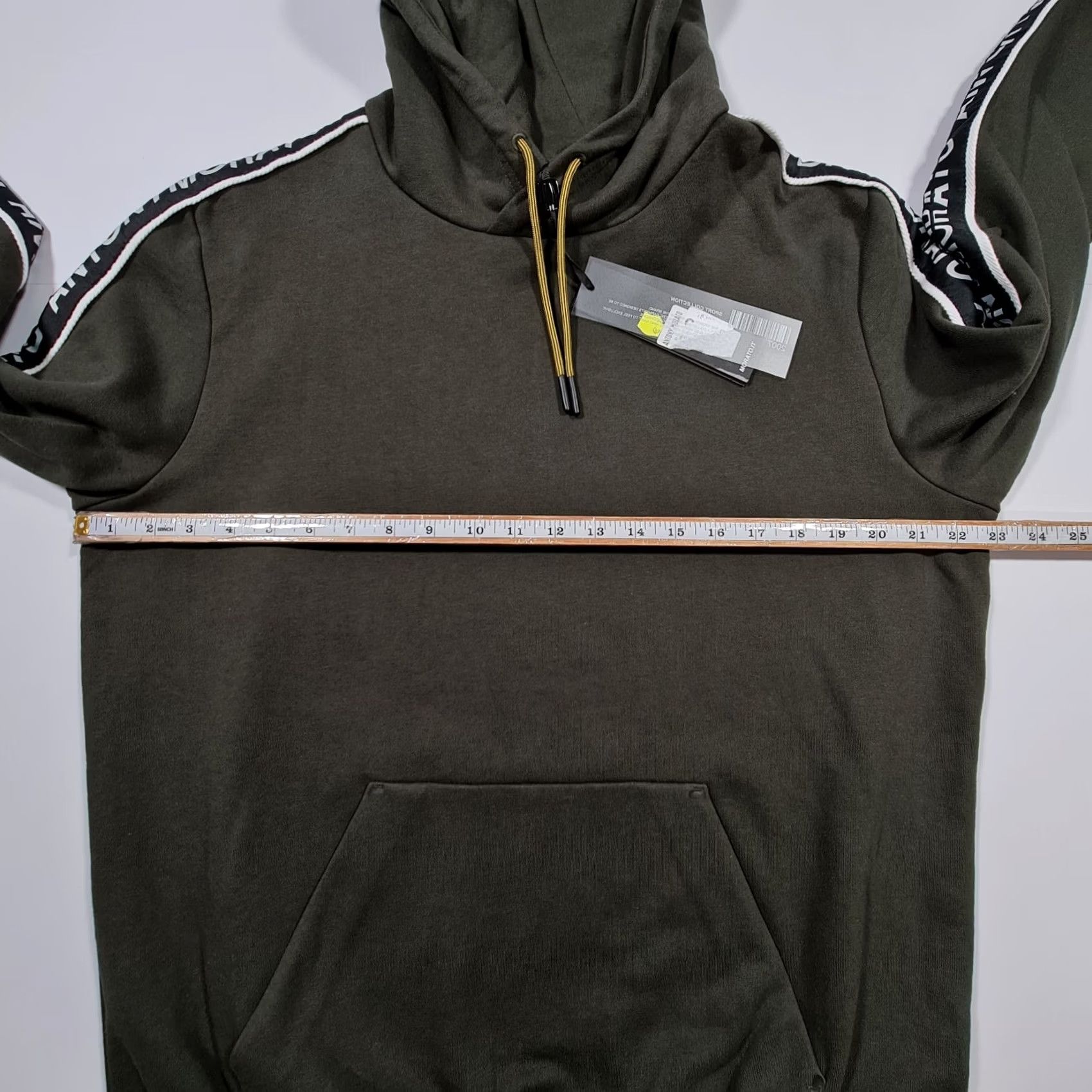 Antony Morato Antony Morato Hoodie Green XL Long Sleeve Tape Logo Cotton Pullover Top Mens Regular Knit Pullover Hooded Pockets Logo City Designer Sports Size US XL / EU 56 / 4 - 5 Thumbnail