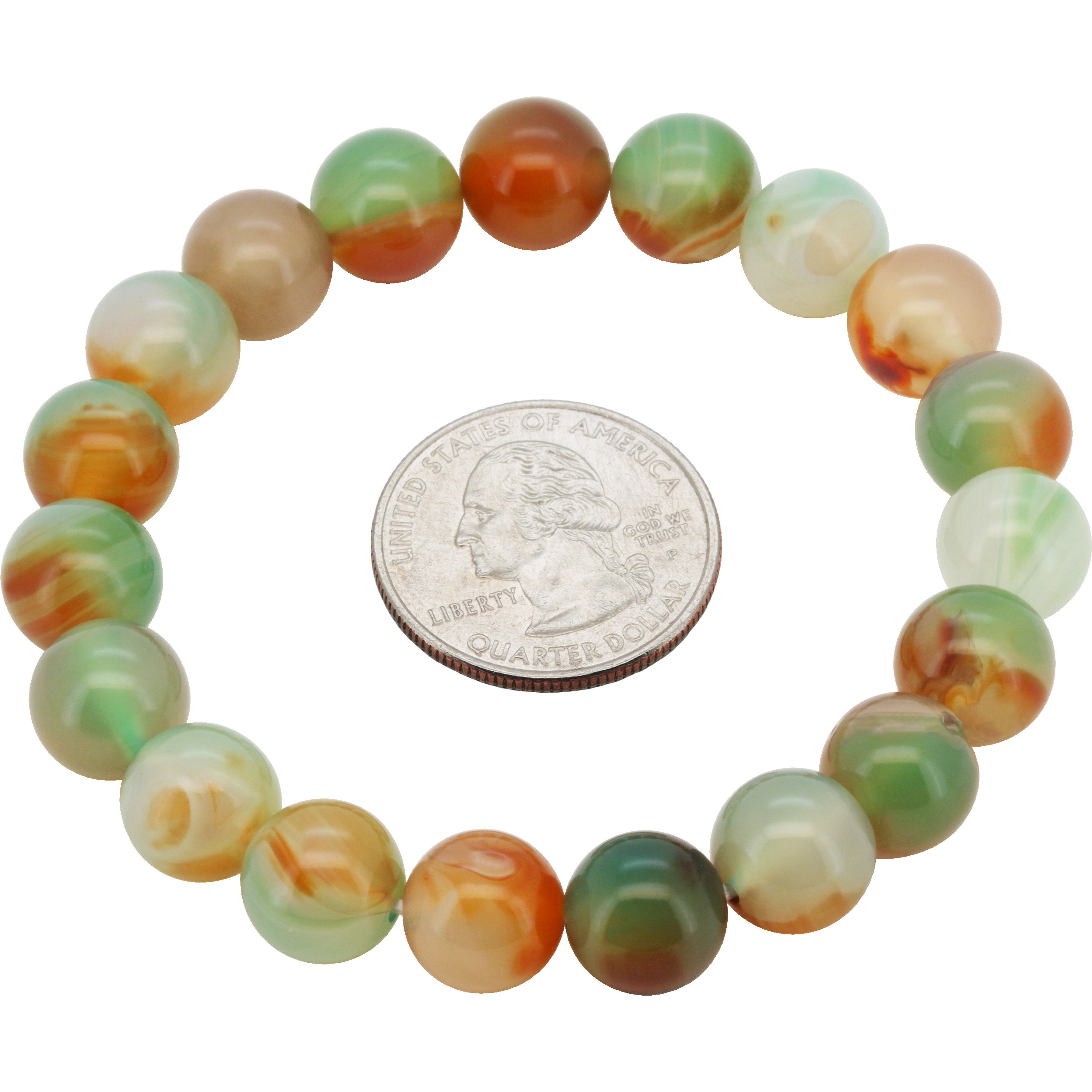 Other Carved Dragon Vein Agate 10mm Beaded Stretch Bracelet 7.5” Size ONE SIZE - 1 Preview